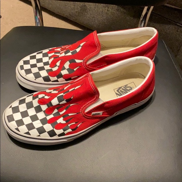 checkered vans with blood drip
